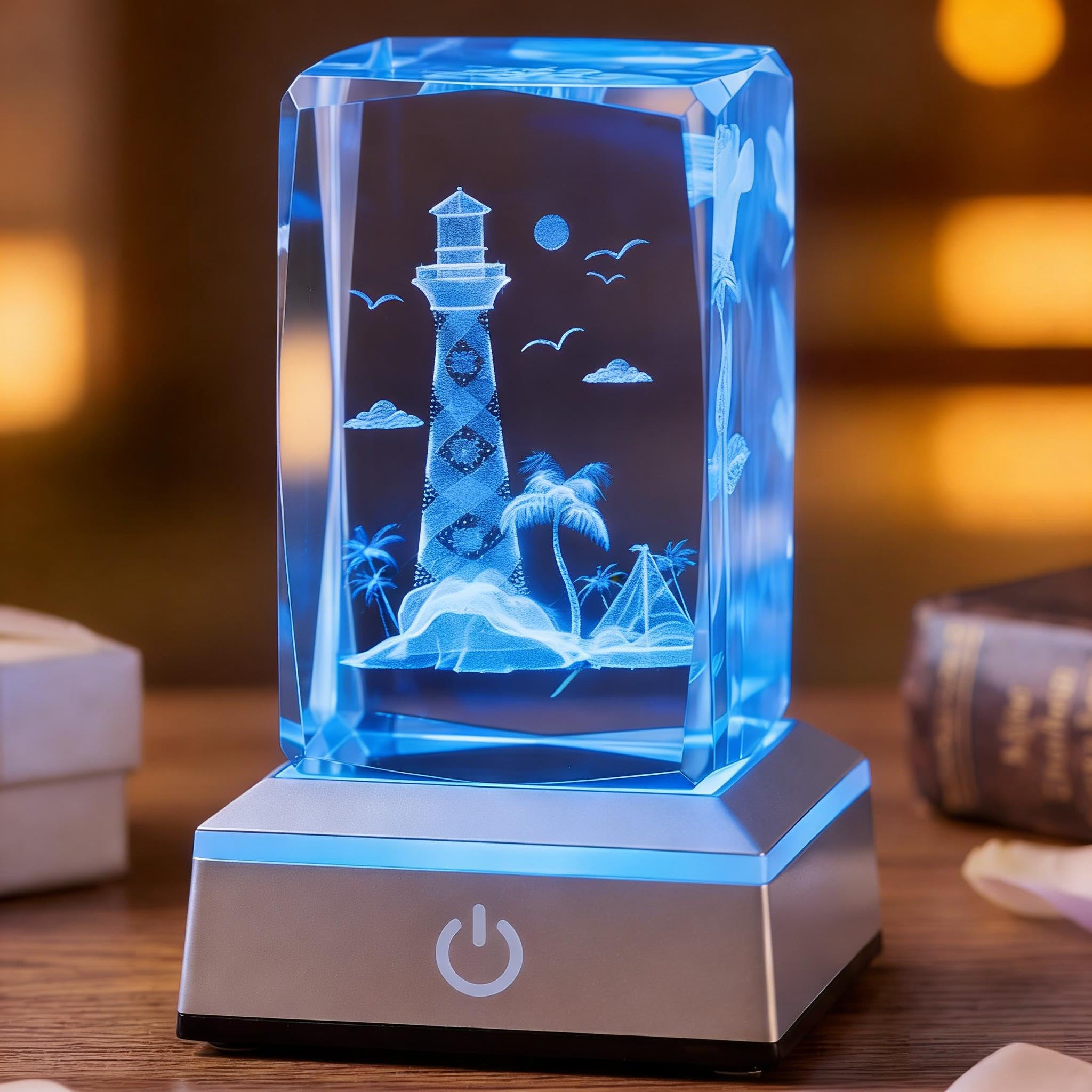 Amazon.co.jp: vskikris 3Dレーザークリスタル灯台シーバードコースト